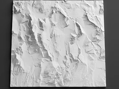 White Textured Wall with Artistic Rough Surface and Relief Design for Interior 3d model