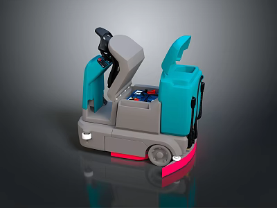 Small Portable Computer Device With Blue And Gray Design Wheels And Control Panel 3d model