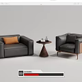 Modern Casual Sofa Set With Single Armchairs Wooden Coffee Table And Decorative Pillows