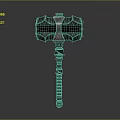 Intricate Metal Hammer With Angular Head And Spiral Textured Handle Featuring Decorative Carvings