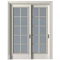 Double Casement Doors With Grid Glass Panes And White Frame For Modern Interior