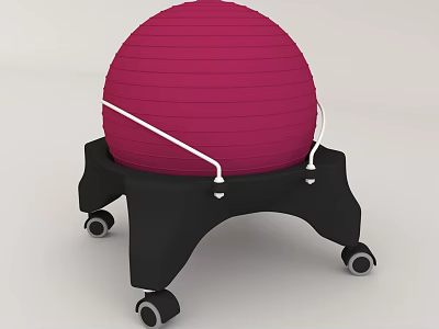Pink Exercise Ball with Black Rolling Stand for Home Fitness Use 3d model