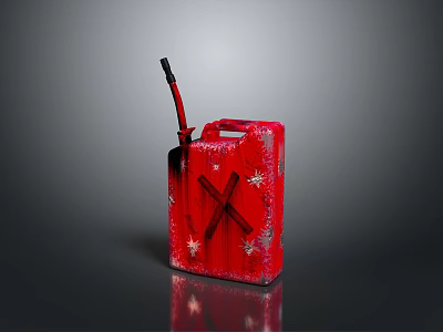Red Jerry Can Design With White Star Patterns Black X Symbol And Red Hose 3d model