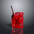Red Jerry Can Design With White Star Patterns Black X Symbol And Red Hose 3d model