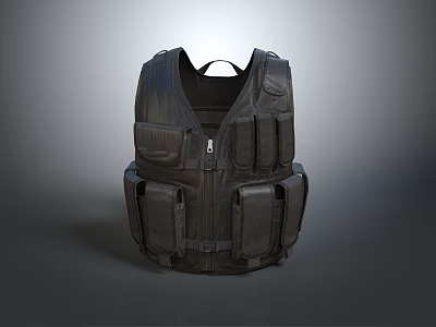 Game Movie Character Black Tactical Vest With Multiple Pockets And Straps 3d model