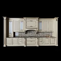 Classical Style Kitchen Cabinets With Carved Details Columns And Marble Countertop
