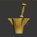 Shiny Golden Mortar And Pestle With Wing Design For Household Kitchen Tool