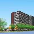 Modern High Rise Residential Complex With Green Landscape And Riverfront Area