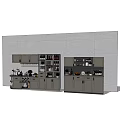 Modern Grey Wine Cabinet With Glass Doors Multiple Shelves And Storage Design