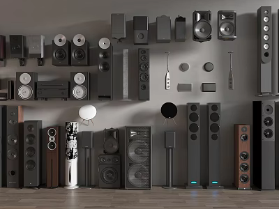 Home Audio Speakers Collection With Various Sizes And Designs On 3d model