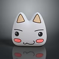 Cute White Cartoon Cat Character With Brown Ears Red Cheeks And Smiling Face Design
