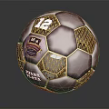 Maroon And Gold Patterned Soccer Ball With Number 12 Logo And KAMA YAMA Branding