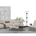 Modern Sofa Coffee Table Combination Single Sofa Multiplayer Sofa Floor Lamp 3d model