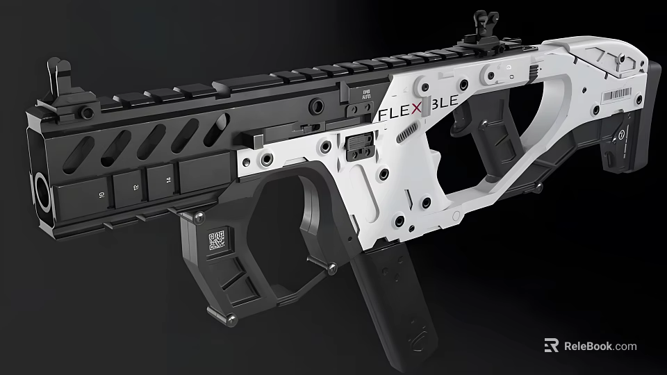 Modern Tactical Rifle With Flexible Design Black And White Finish And Rail System 3d model 