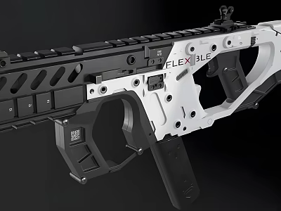 Modern Tactical Rifle With Flexible Design Black And White Finish And Rail System 3d model