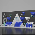 2024 Media Conference Photo Check In Spot With Geometric Shapes Welcome Sign And ONE Letter