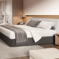 Modern Hotel Room Interior With Comfortable Bed TV Table Chair And Glass Bathroom