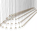 Modern Golden Glass Ball Chandeliers Hanging In Rows For Interior Decoration