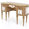 Classic Wooden Dressing Table With Marble Top Carved Legs And Drawer Details
