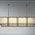 Modern Rectangular Glass Pendant Light With Black Frame And Illuminated Shade Design 3d model