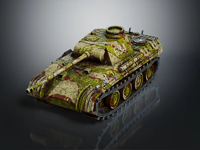 Military Tank With Camouflage Paint Tracks Turret And Detailed Exterior Design 3d model