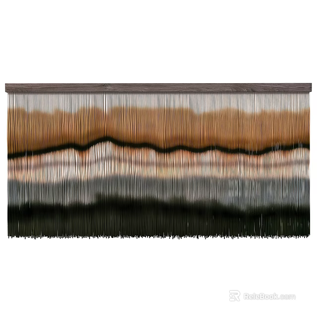 Modern Layered Wall Decor With Fringe Tassels And Gradient Warm Neutral Tones 3d model 