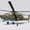 Green Military Helicopter Front View With Rotor Blades Cockpit Windows Weapon Systems And Landing Gear
