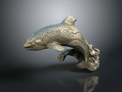 Game Movie Dolphin Character With Metallic Texture Detailed Sculpture And Dynamic Pose 3d model