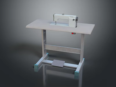 Industrial Sewing Machine Equipment With Sturdy Worktable Metal Frame And Foot Pedal 3d model