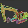 3D Rendered Detailed Yellow Construction Excavator With Tracked Undercarriage And Front Bucket