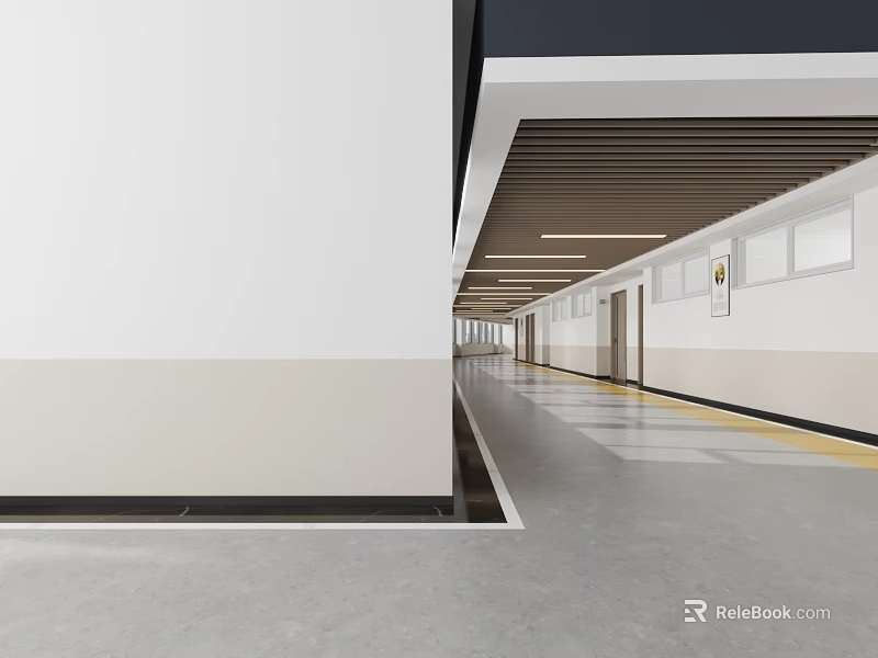 Modern Entryway Hallway Interior With Recessed Lighting And Wooden Ceiling Design 3d model 