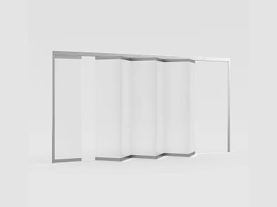 Modern Folding Door With Clear Glass Panels And Sleek Silver Metal Frame 3d model