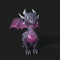 Flying Animal Purple Dragon Featuring White Horns Green Eyes Purple Wings And Sharp Claws