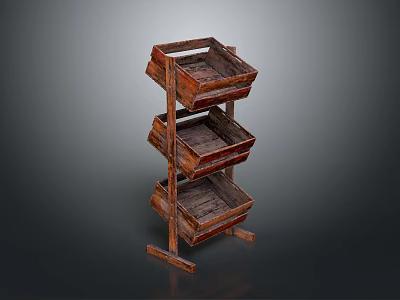 Practical Wooden Three Tier Storage Shelf For Home Organizing And Decor 3d model