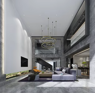 Modern Duplex Living Room 3d model