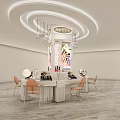 Modern Beauty Hair Salon Interior Design With Stylish Workstations Pink Chairs And Decorative Lights
