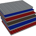 Colorful Corrugated Metal Building Components Stacked With Red Blue Black And White Sheets