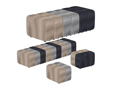 Modern Sofa Stools In Beige Gray Black Color Block Design With Various Sizes For Living Room 3d model