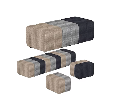 Modern Sofa Stools In Beige Gray Black Color Block Design With Various Sizes For Living Room 3d model