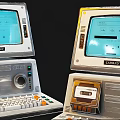 Vintage Computer System With Retro Monitor Keyboard And Classic Tape Drive Design
