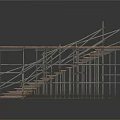 Construction Scaffolding System Featuring Wooden Planks Staircase And Platform Design