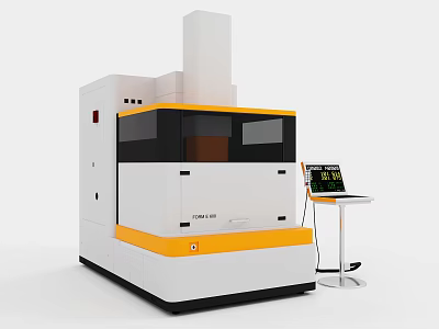 Industrial White And Yellow Laser Processing Machine With Digital Control Panel 3d model