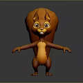 Cute Cartoon Squirrel Character 3D Model With Orange Fur Big Tail And Standing Pose