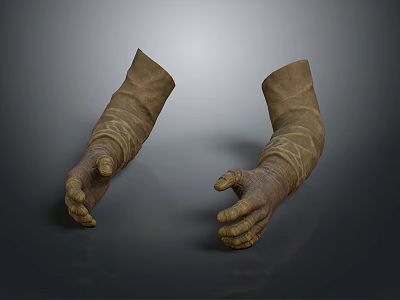 Vintage Brown Long Leather Gloves Retro Style Fashion Accessory Design 3d model