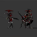 Two Sword Wielding Mechanical Characters With Robotic Bodies And Metal Blades
