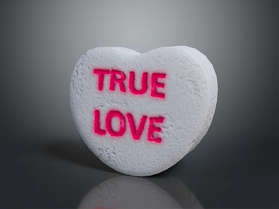 Sweet Heart Shaped Candy With TRUE LOVE Text As Romantic Sweet Treat 3d model