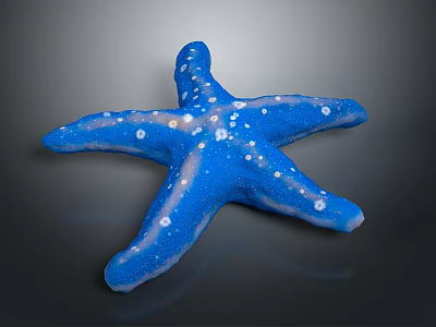 Blue Starfish With White Spots On Textured Surface Against Dark Background 3d model