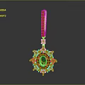 Sparkling Silver Sapphire Pendant With Round Diamond Halo And Elegant Design