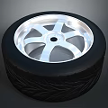 Car Tire With Black Tread And Silver Multi Spoke Rim Design 3d model