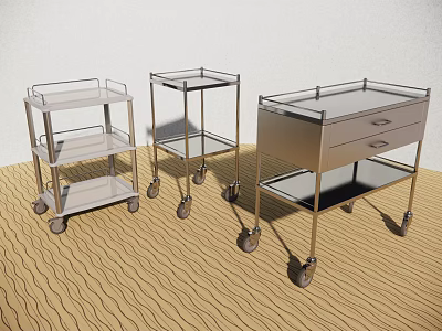 Stainless Steel Medical Carts with Multi Layer Shelves and Drawer Design for Hospital Use 3d model